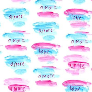 Amore-love watercolor valentines pattern