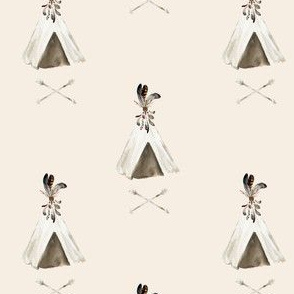 4" Floral Boho Teepee Ivory