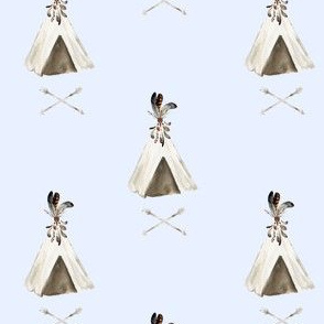 4" Floral Boho Teepee Light Blue