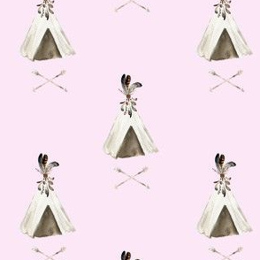 4" Floral Boho Teepee Light Pink