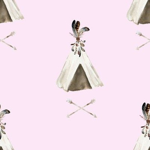 8" Floral Boho Teepee Light Pink