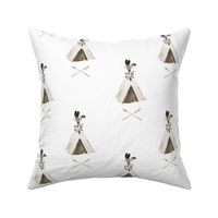 8" Floral Boho Teepee White