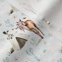 4" Spring Boho Floral Horse Rain Background