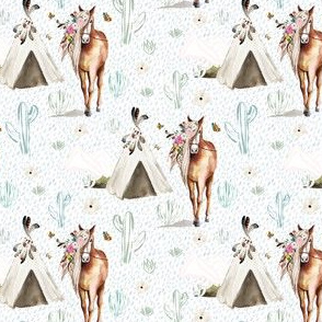 4" Spring Boho Floral Horse Rain Background