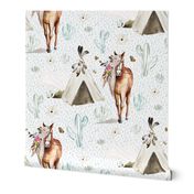 8" Spring Boho Floral Horse Rain Background