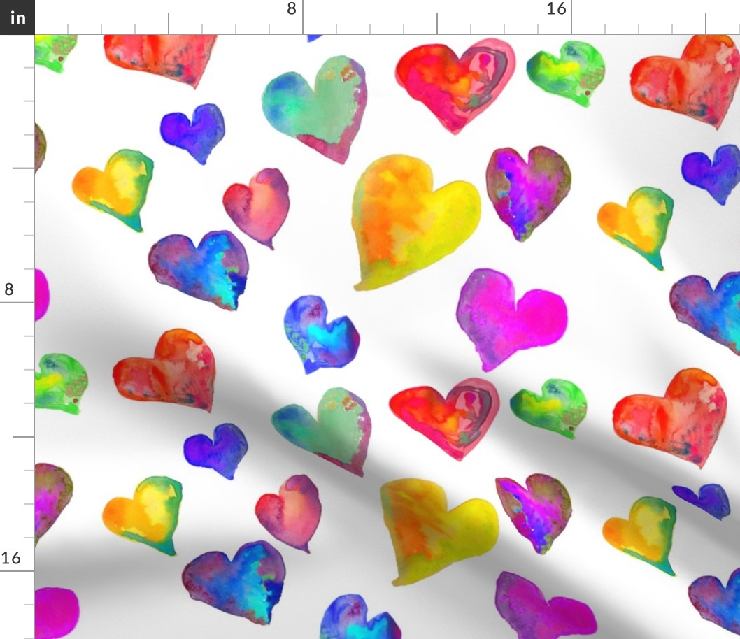 Rainbow Watercolor Hearts 