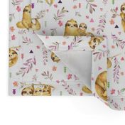 Sloths Hangin On– Children's Bedding Baby Girl Nursery, SMALL Scale