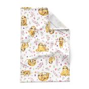 Sloths Hangin On– Children's Bedding Baby Girl Nursery, LARGE Scale