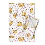 Sloths Hangin On– Children's Bedding Baby Girl Nursery, LARGE Scale