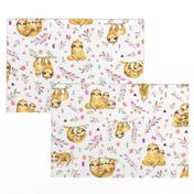 Sloths Hangin On– Children's Bedding Baby Girl Nursery, LARGE Scale