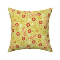 Whimsical Yellow/Red Floral Pattern