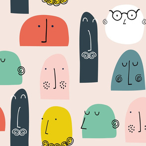 Faces abstract heads people mr men kids prints