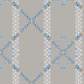 Large Lattice of Blue with Gray and White