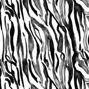 Watercolor Zebra Print in Black and White