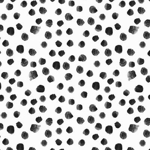 Noir watercolor dots || black and white brush strokes polka dot pattern