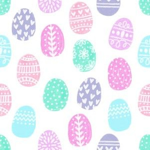 painted easter eggs fabric - easter fabric, eggs fabric, pastel easter egg fabric, pastel fabric,  easter eggs fabric - pastel pink, purple, mint