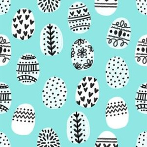 painted easter eggs fabric - easter fabric, eggs fabric, pastel easter egg fabric, pastel fabric,  easter eggs fabric - minty blue