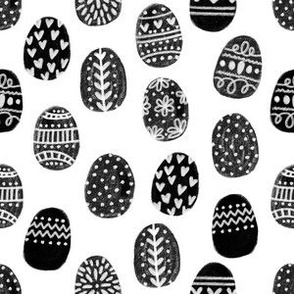 painted easter eggs fabric - easter fabric, eggs fabric, pastel easter egg fabric, pastel fabric,  easter eggs fabric - black and white