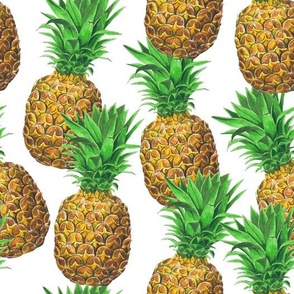 Sunny pineapples (white background version)