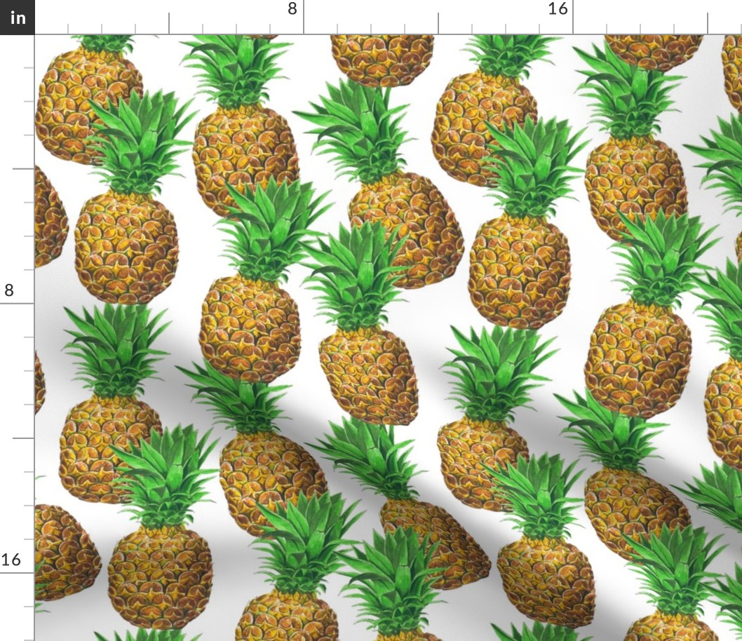 Sunny pineapples (white background version)