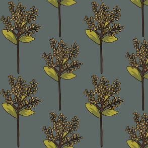 Yellow berries on slate blue