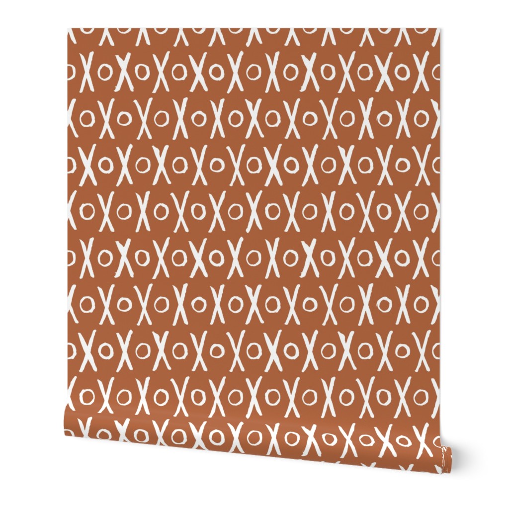 Sweet soft mudcloth hugs and kisses love valentine abstract design gender neutral copper LARGE
