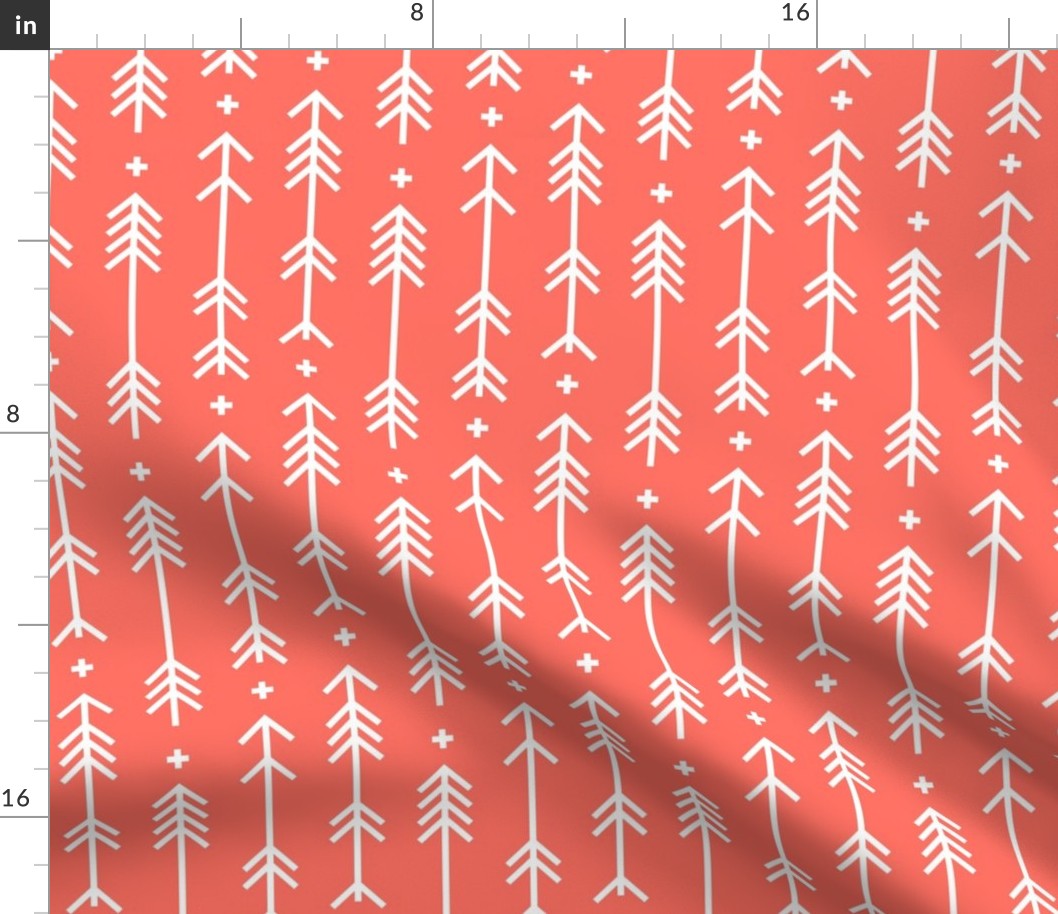 living coral cross plus arrows - pantone color of the year 2019