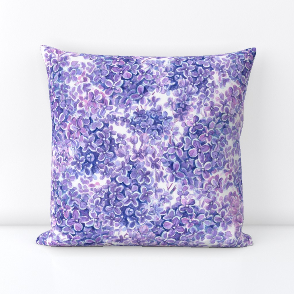 Violet watercolor lilac flowers