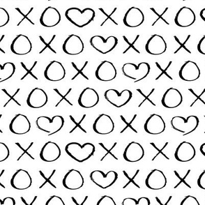 xoxo love hearts hugs and kisses print for lovers wedding and sweet valentine romance monochrome black and white
