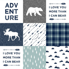 I love you more than I can bear - wholecloth || navy and dusty blue C19BS 