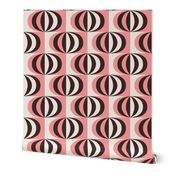 Mid-century modern striped ovals watermelon pink