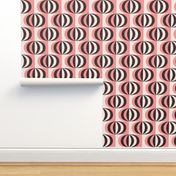 Mid-century modern striped ovals watermelon pink MCM Wallpaper