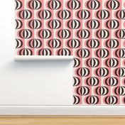 Mid-century modern striped ovals watermelon pink