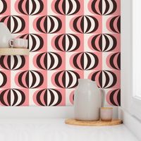 Mid-century modern striped ovals watermelon pink