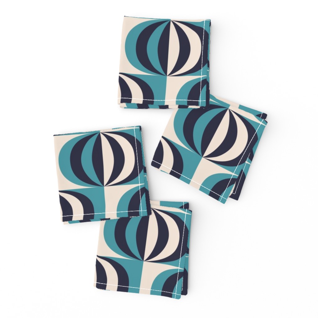 Mid-century modern striped ovals carribean teal