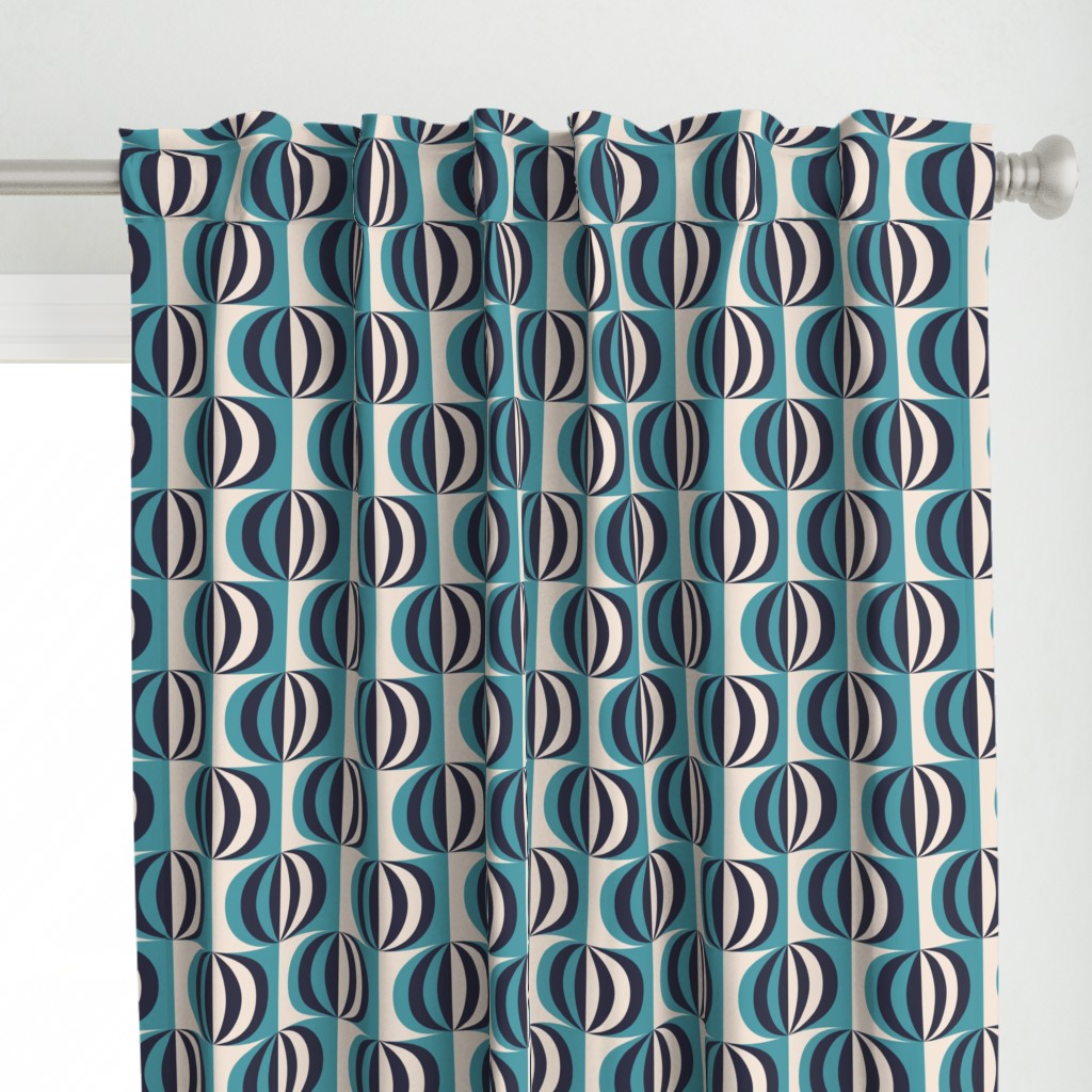 Mid-century modern striped ovals carribean teal