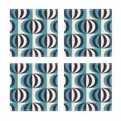 Mid-century modern striped ovals carribean teal