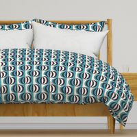 Mid-century modern striped ovals carribean teal