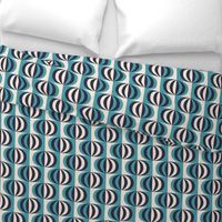 Mid-century modern striped ovals carribean teal