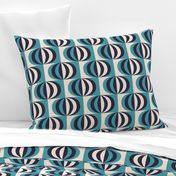 Mid-century modern striped ovals carribean teal