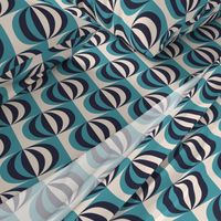 Mid-century modern striped ovals carribean teal