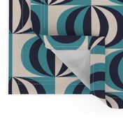 Mid-century modern striped ovals carribean teal