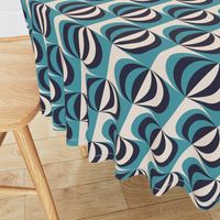 Mid-century modern striped ovals carribean teal