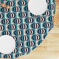 Mid-century modern striped ovals carribean teal