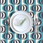 Mid-century modern striped ovals carribean teal