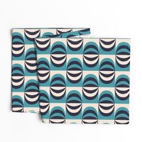 Mid-century modern striped ovals carribean teal