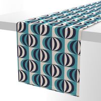 Mid-century modern striped ovals carribean teal