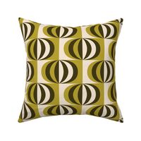 Mid-century modern striped ovals moss green