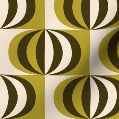 Mid-century modern striped ovals moss green