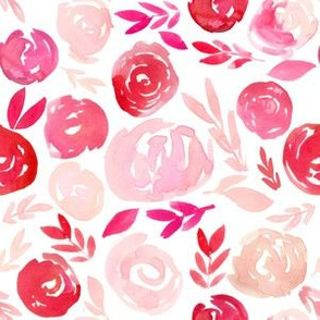 Valentines Day pink red blush watercolor florals